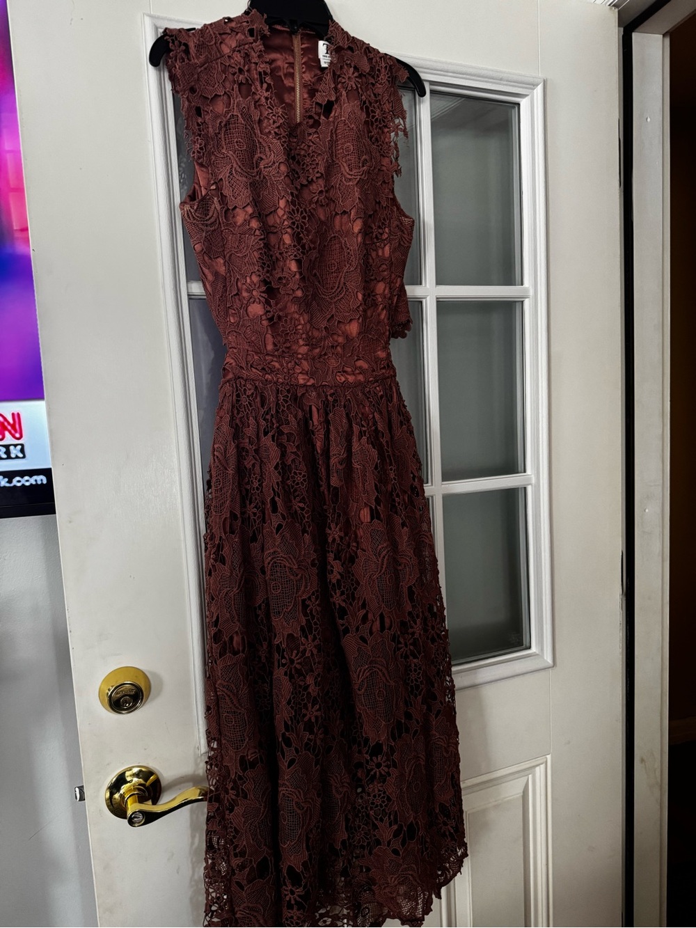 Sleeveless Floral Lace Maxi Dress in Deep Burgundy